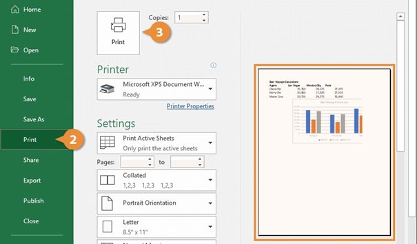 کلیک روی گزینه Print-نحوه پرینت گرفتن در اکسل